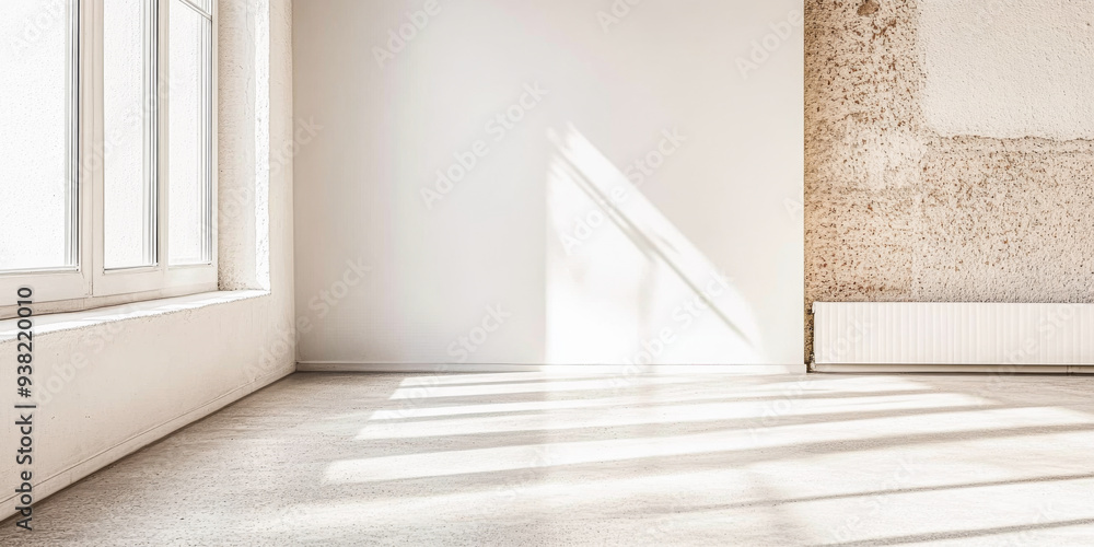 Fototapeta premium Scandinavian minimalist living room interiors with natural elements together with neutral colors and lighting