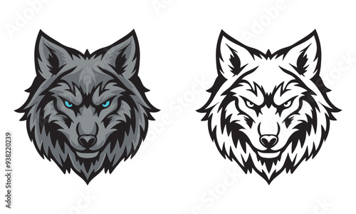 The face of an angry gray wolf. vector illustration