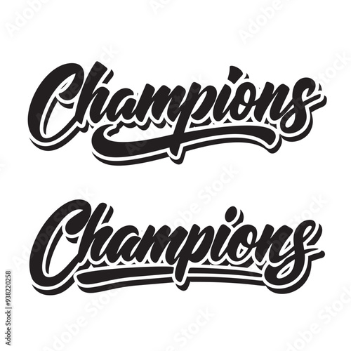 Champions lettering text. vector on isolated white background