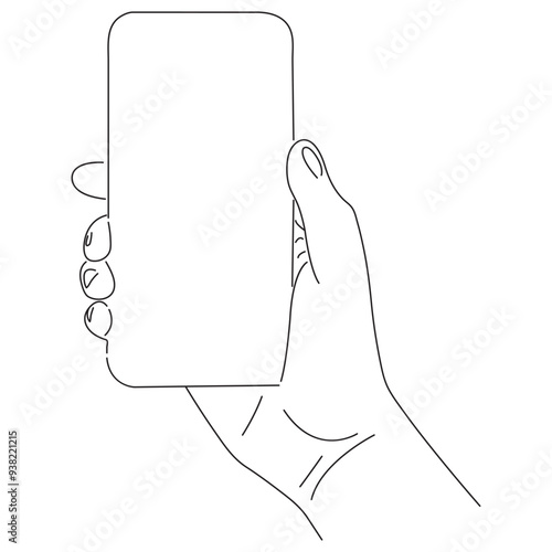 continuous single line drawing of hands holding smartphone, line art vector illustration, vector illustration design art black and white