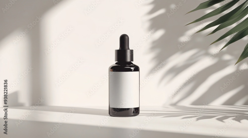 Luxury White Labeled Cosmetic Bottle Close-Up Shot with Elegant Design Luxury White Labeled Cosmetic Bottle Close-Up Shot with Elegant Design