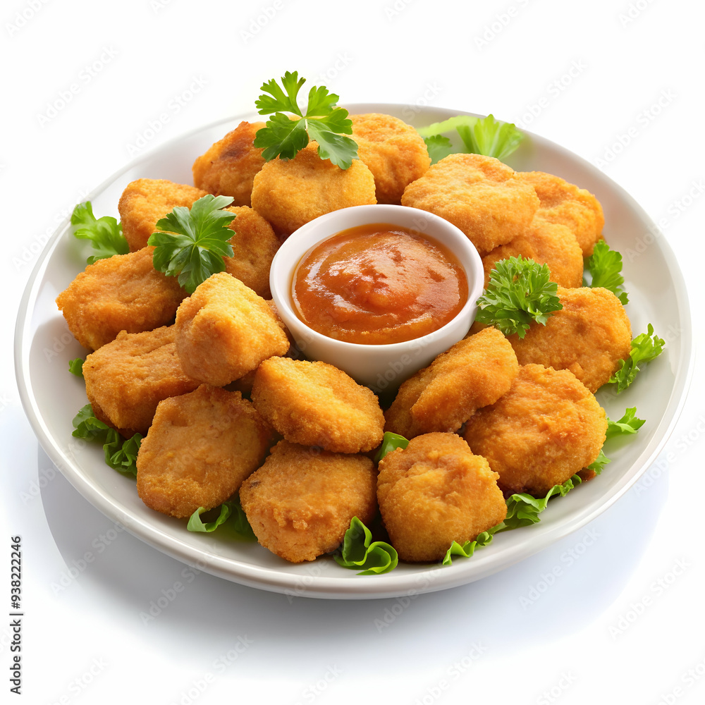 plate of chicken nuggets and dipping sauce plate of chicken nuggets and dipping sauce