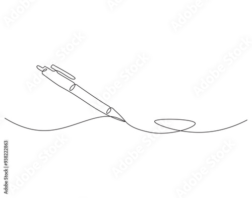 Continuous one line drawing of vintage pen. Vintage pen line art vector illustration. Editable outline