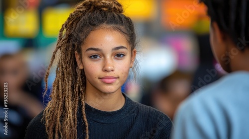 Wallpaper Mural Eyoung woman high school counselor talking to student Torontodigital.ca