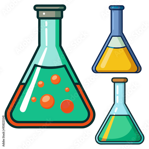 Chemistry Laboratory Flasks Chemical substance medicine bottle vector illustration isolated on white background generated Ai