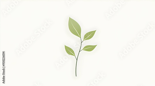 A minimalist design featuring a single green tree sprout against a clean, white background