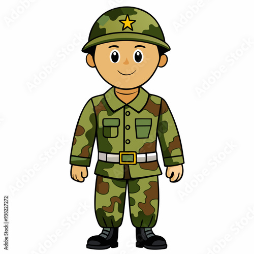 Military Uniforms on White Background