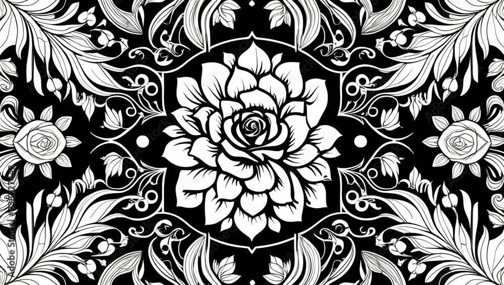 Coloring page, beautiful rose flower design Coloring page, beautiful rose flower design