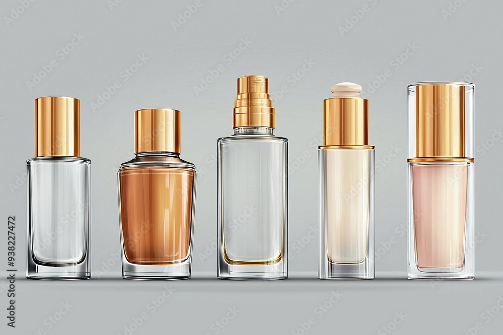 Luxurious cosmetic packaging bottles created with generative AI