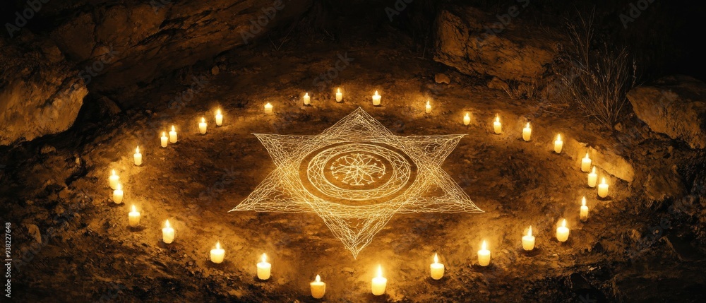 Obraz premium Seal of Solomon Mystical Ceremony Judaism, Islam Religion Spiritual Symbol