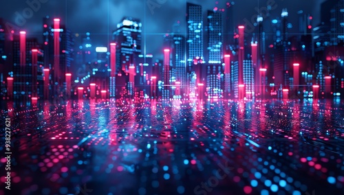 Wallpaper Mural A stock market graph with an upward trend on the background of digital technology Torontodigital.ca