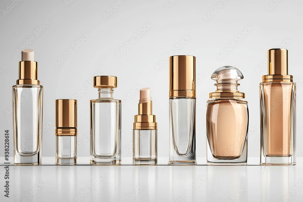 Luxurious cosmetic packaging bottles created with generative AI Luxurious cosmetic packaging bottles created with generative AI