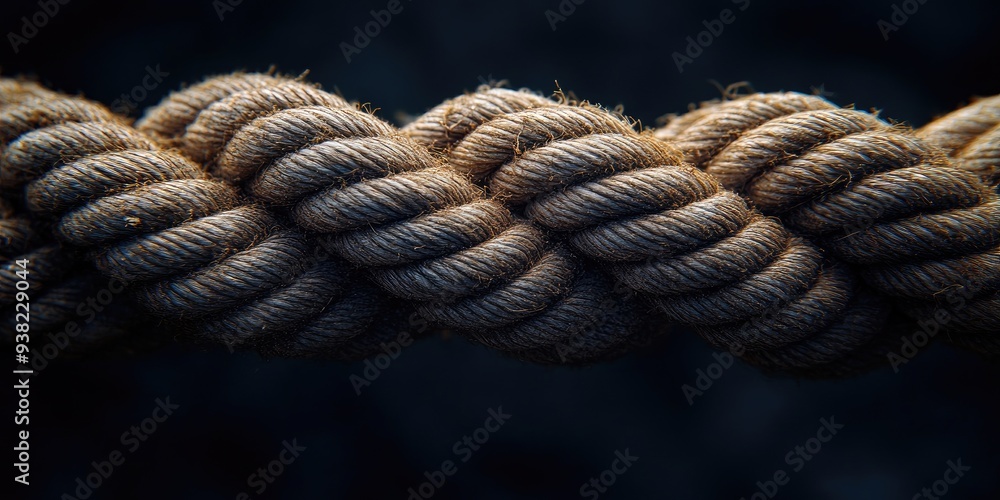 Close-up of a Thick Rope's Intertwined Strands Close-up of a Thick Rope's Intertwined Strands