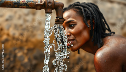 A depiction of dehydration affecting water supply, highlighting scarcity as a significant environmental challenge isolated with white highlights, png photo