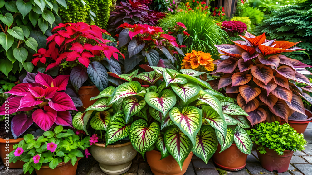 Fototapeta premium colorful flowers in garden shade love