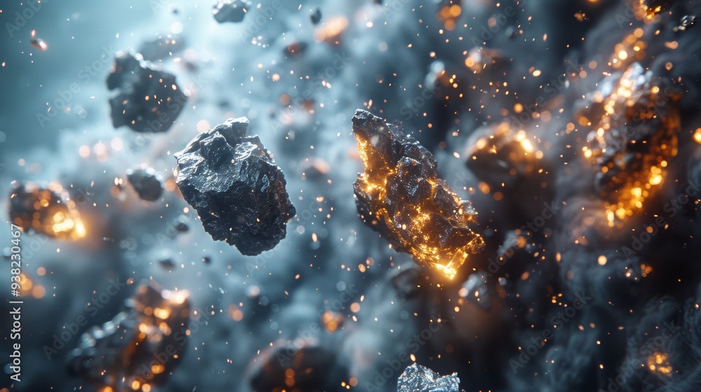 Fototapeta premium meteorites and asteroids, sifi background