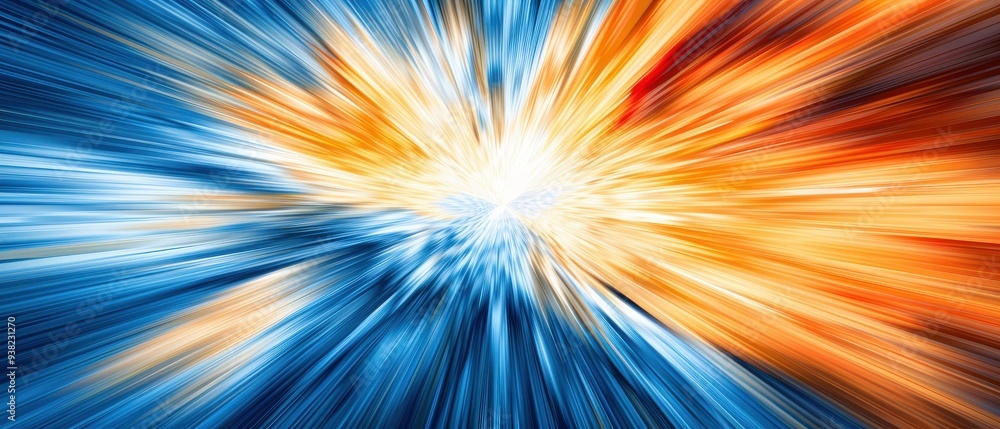 Obraz premium A vibrant burst of blue and orange lines creating a dynamic, energetic abstract image.