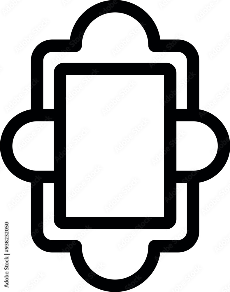Black outline badge with circles and arcs forming a frame is suitable for many design projects Black outline badge with circles and arcs forming a frame is suitable for many design projects