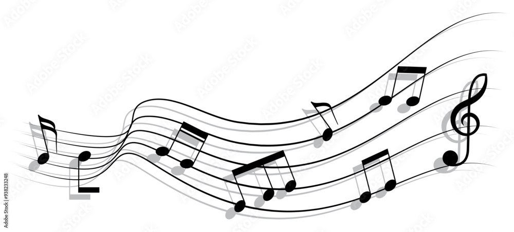 Musical chords flow like stream and shadow. A vector illustration Musical chords flow like stream and shadow. A vector illustration