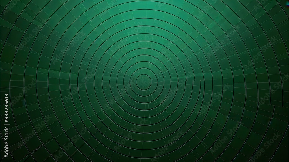 A green geometric abstract with concentric circles creating a hypnotic effect, lending an atmosphere of calm and order. A green geometric abstract with concentric circles creating a hypnotic effect, lending an atmosphere of calm and order.
