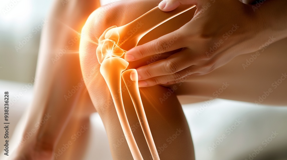 Knee Pain Concept with Red Glow for Medical and Healthcare Advertisement