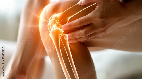 Obraz na płótnie Knee Pain Concept with Red Glow for Medical and Healthcare Advertisement w salonie
