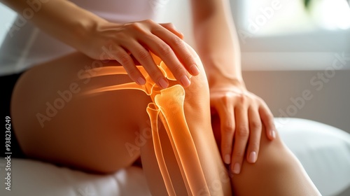 Knee Pain Concept with Red Glow for Medical and Healthcare Advertisement