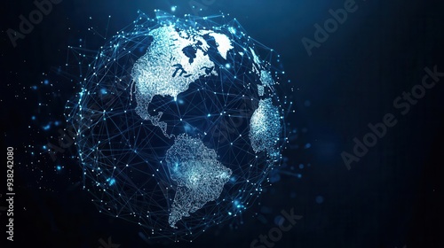 Abstract illustration of a global economic policy network, with nodes representing different countries and their policies