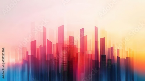 Abstract view of a city skyline influenced by economic policy changes, represented by digital overlays of economic data