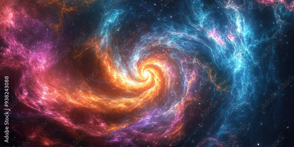 Swirling Nebula with Vibrant Colors and Stars Swirling Nebula with Vibrant Colors and Stars
