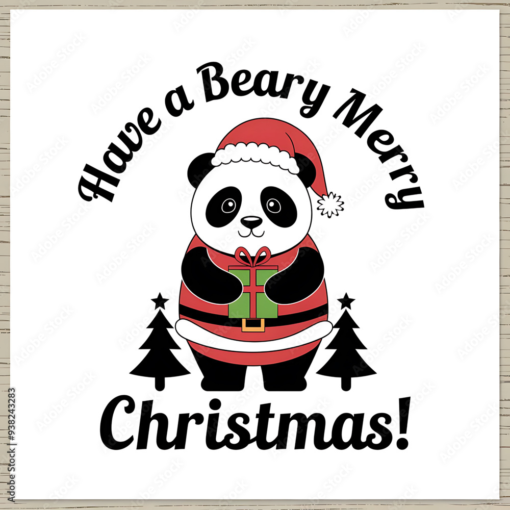 Panda Christmas cartoon character t-shirt design Panda Christmas cartoon character t-shirt design