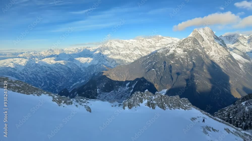Snowy Mountain Ridge with Panoramic Peak Views Snowy Mountain Ridge with Panoramic Peak Views