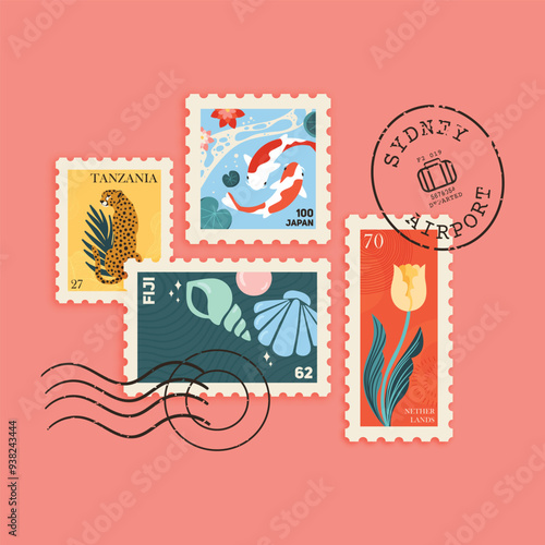 Stamps Countries Leopard Tulip Shells Koi Fish