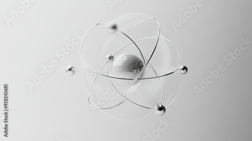Wallpaper Mural Clean and minimalistic atomic model, featuring electron orbits around a nucleus, set against a plain background. Torontodigital.ca