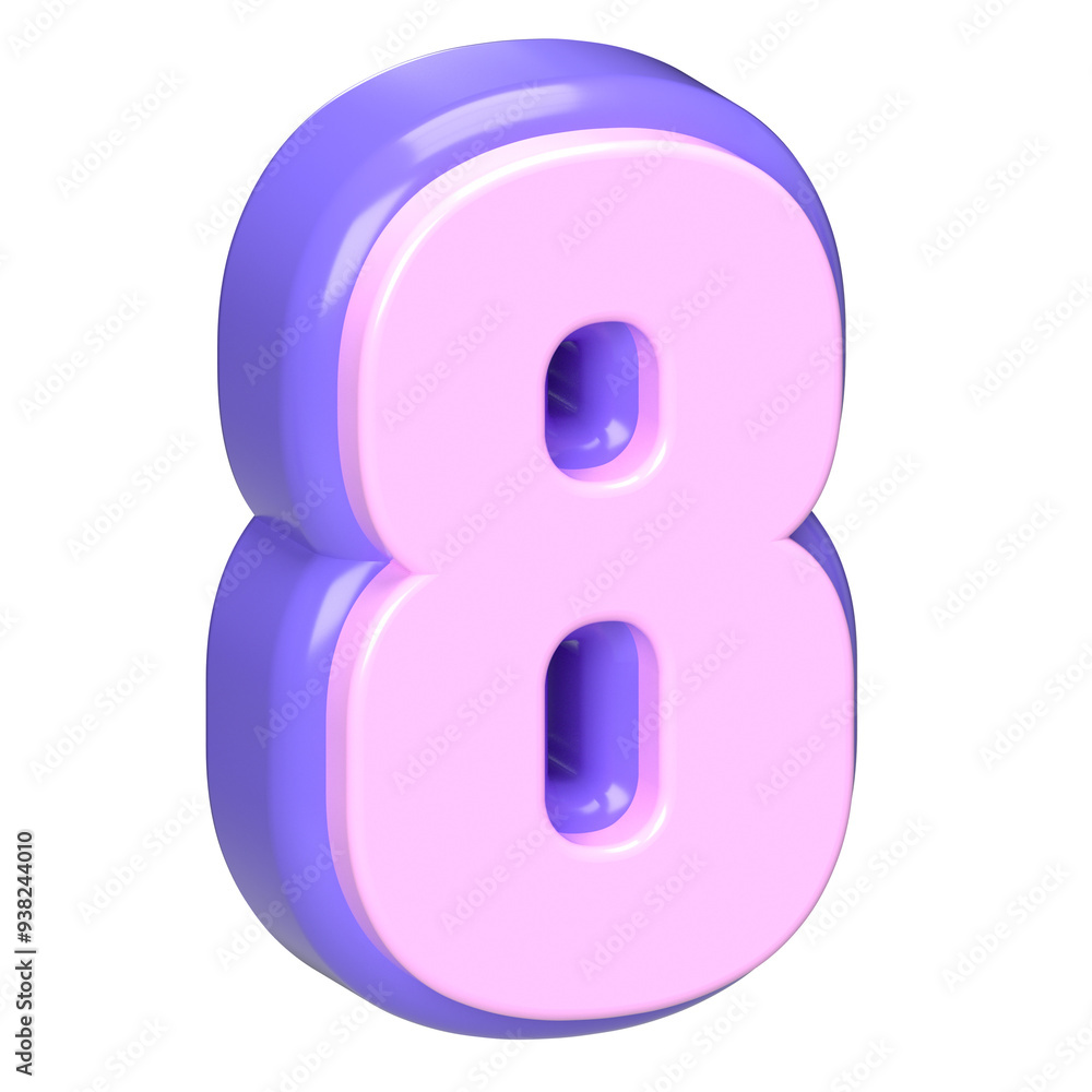 Purple and Pink 3D Number Eight Purple and Pink 3D Number Eight