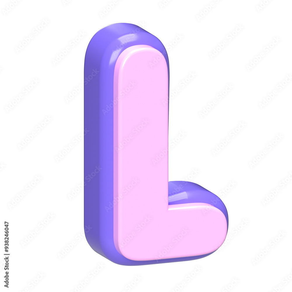 3D Rendered Letter L, Purple and Pink 3D Rendered Letter L, Purple and Pink