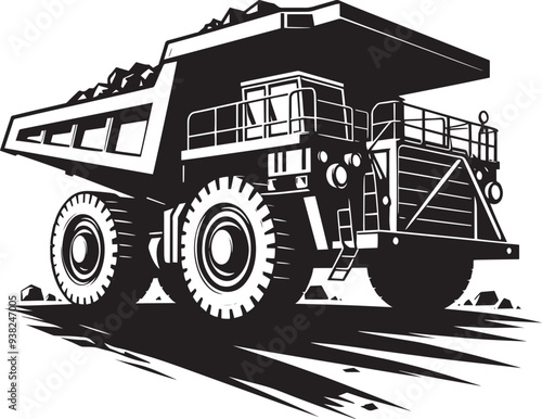 Mining Truck silhouette vector illustration isolated on a white background