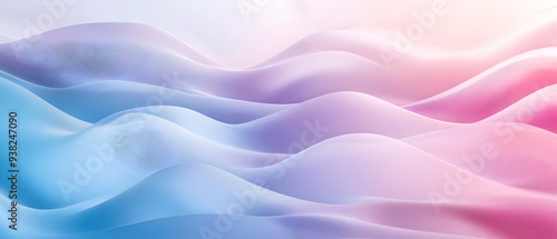 Abstract colorful wavy background with soft gradient transition from blue to pink.