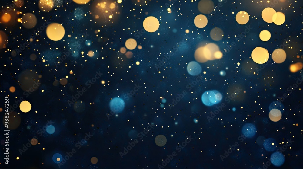 Luxurious dark blue background with shimmering gold bokeh lights, creating an elegant and sophisticated texture. Luxurious dark blue background with shimmering gold bokeh lights, creating an elegant and sophisticated texture.