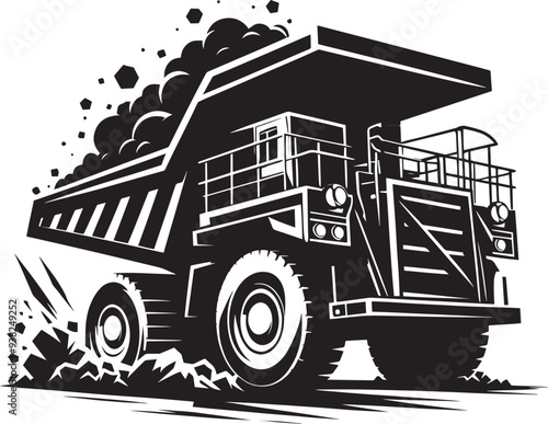 Mining Truck silhouette vector illustration isolated on a white background