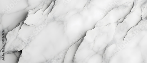 Closeup of white marble texture with gray veins.
