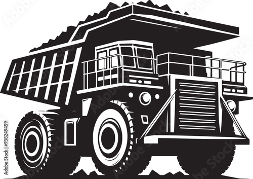 Mining Truck silhouette vector illustration isolated on a white background