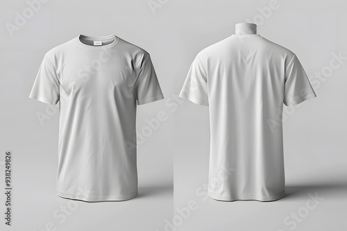 Blank T Shirt with White and Gray Color Template Front and Back View on White Background. Ready For T-shirt Mockup. HD and High-Quality New Free Premium Mockup