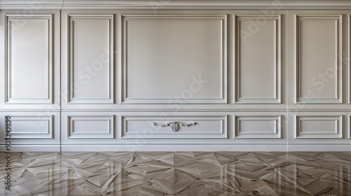 Wallpaper Mural Classic Wooden Panels and Laminate Flooring in Modern Luxury Home Interior. AI generated illustration Torontodigital.ca