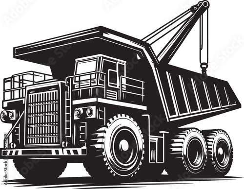 Mining Truck silhouette vector illustration isolated on a white background