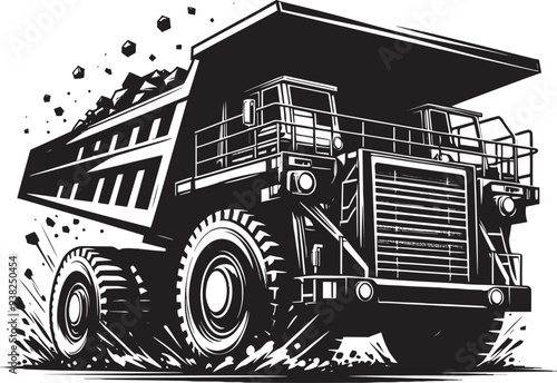Mining Truck silhouette vector illustration isolated on a white background