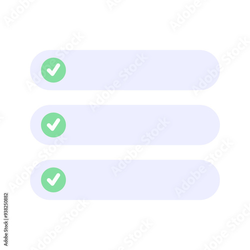 To do checklist. Blank label list with green tick check mark. Schedule, plan, business, note, reminder, assessment concepts. Flat vector design isolated illustration.