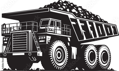 Mining Truck silhouette vector illustration isolated on a white background