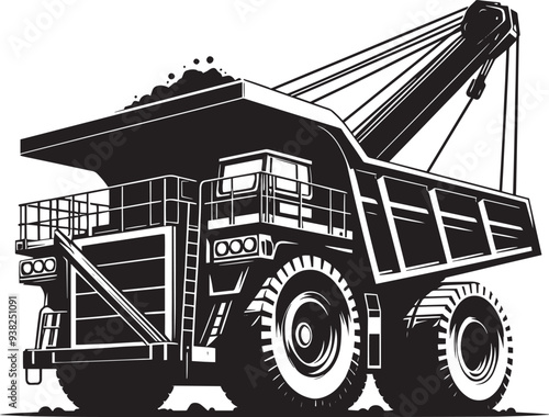 Mining Truck silhouette vector illustration isolated on a white background