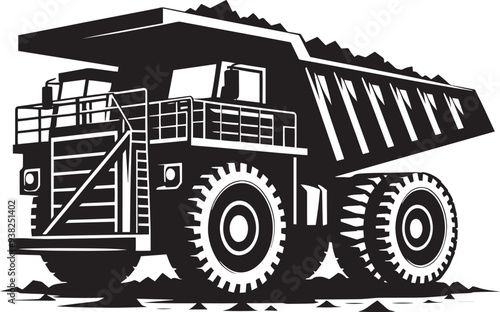 Mining Truck silhouette vector illustration isolated on a white background